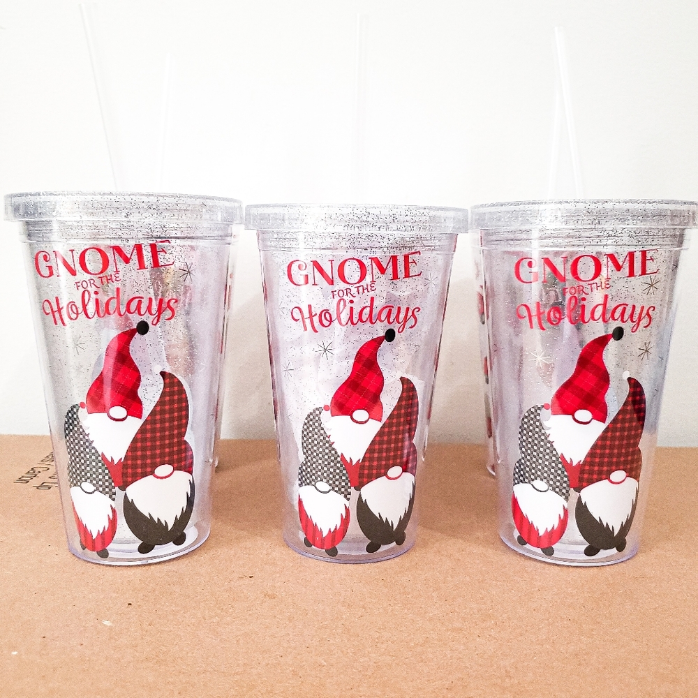 GNOME FOR THE HOLIDAYS TUMBLER CUP FARMHOUSE GIFT
